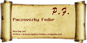 Paczovszky Fedor névjegykártya